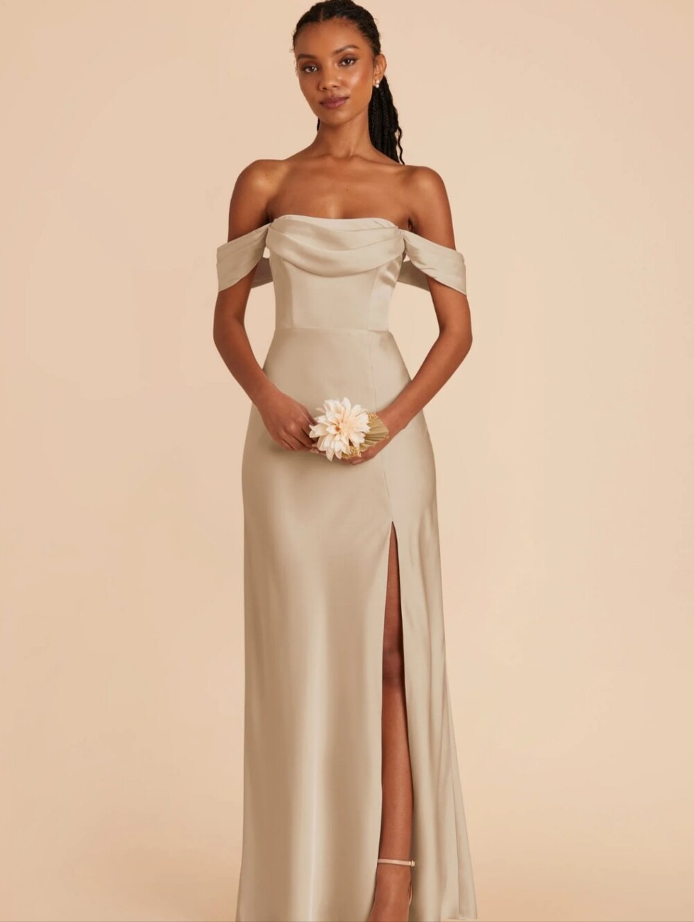 Birdy Grey Champagne Maxi Dress with Ruffled Straps